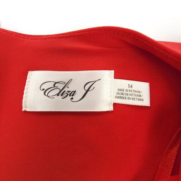 NWT Eliza J Long Sleeve Twist-Detail Wrap Midi Dress Red Plus 14 Dressy Cocktail - Picture 10 of 10